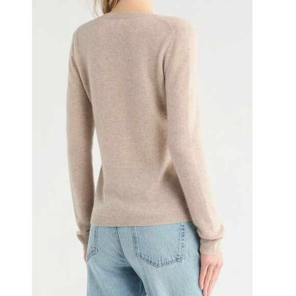 Nordstrom NWT Cashmere V-Neck Sweater in Beige Hummus Heather Size XXL - Picture 2 of 10